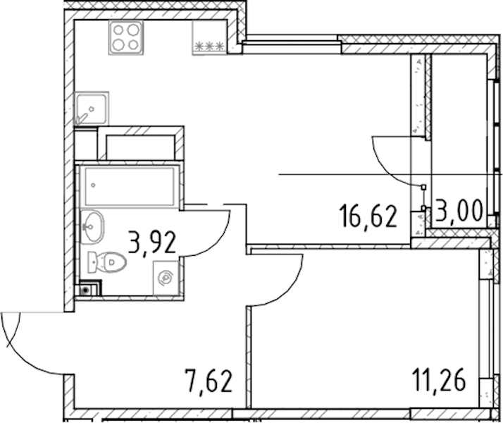 1-комнатная квартира 39.42 м², 4/23 эт., ЖК «Город Первых»